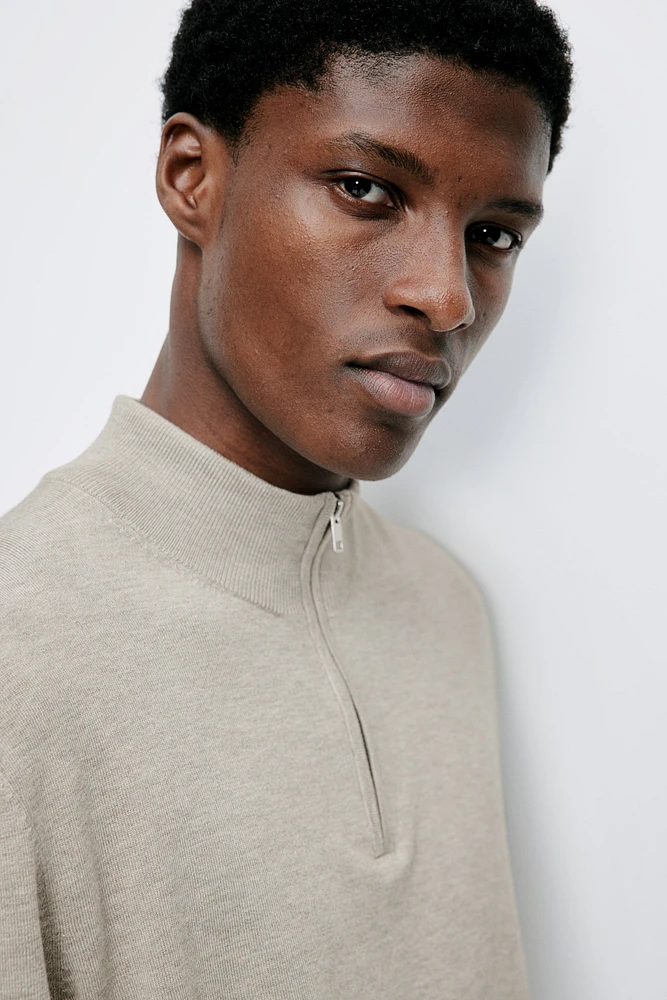 Slim Fit Half-Zip Fine-Knit Sweater