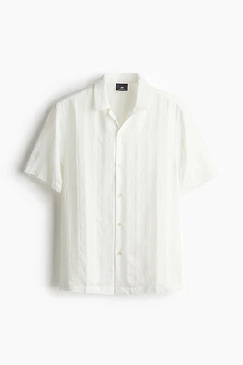 Chemise Coupe Classique à col cubain tissu texturé