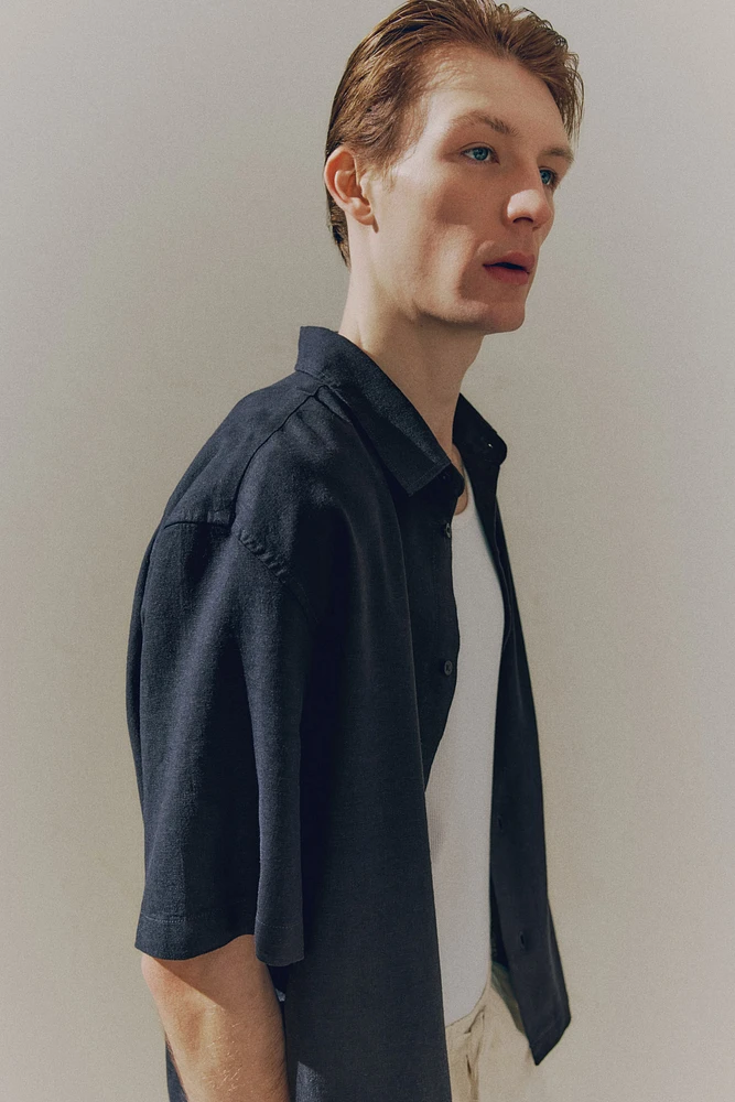 Loose-Fit Short-Sleeved Linen-Blend Shirt