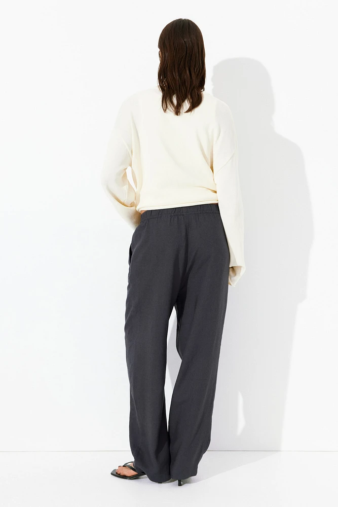 Linen-Blend Drawstring Pants