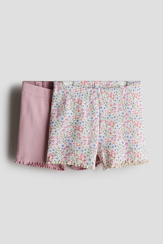 2-pack Ribbed Cotton Bike Shorts