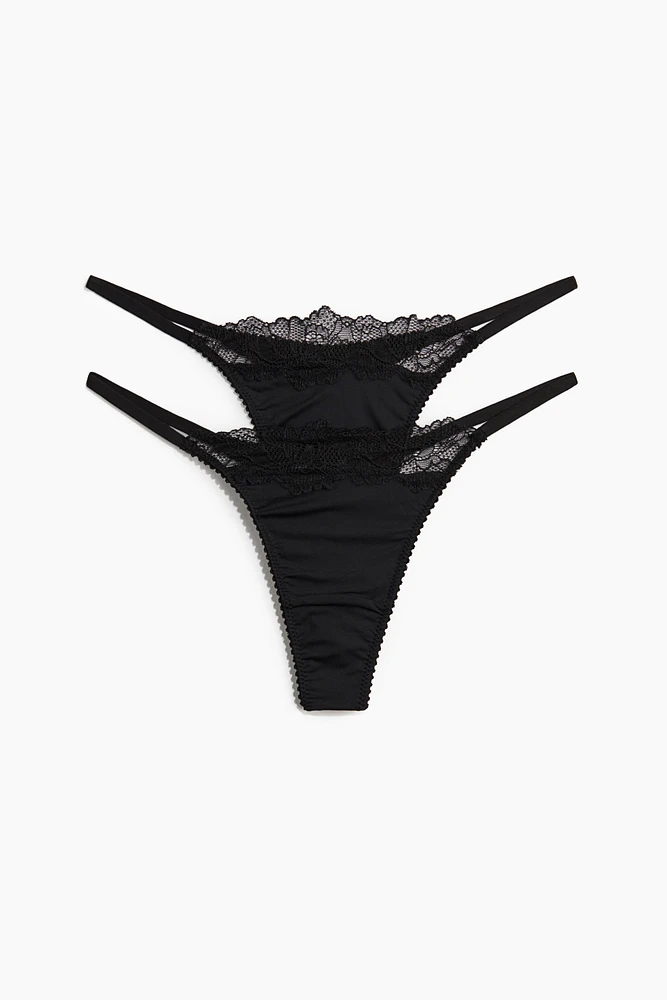 2-Pack Microfiber and Lace Thong Briefs
