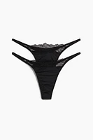 2-Pack Microfiber and Lace Thong Briefs