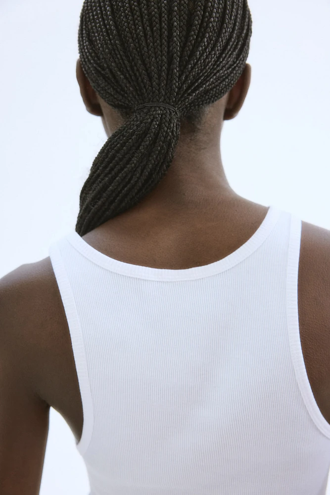 Camisole côtelé en soie mélangée