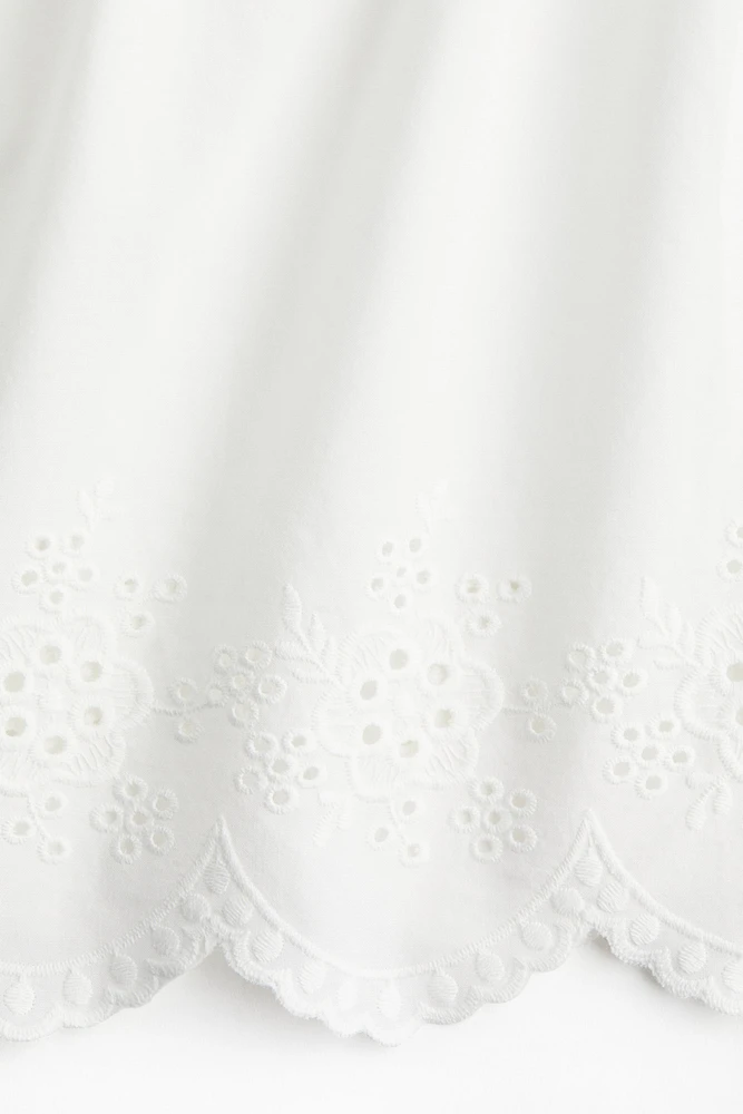 Embroidered Top with Tie Shoulder Straps