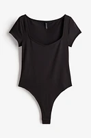 Scoop-neck Thong Bodysuit