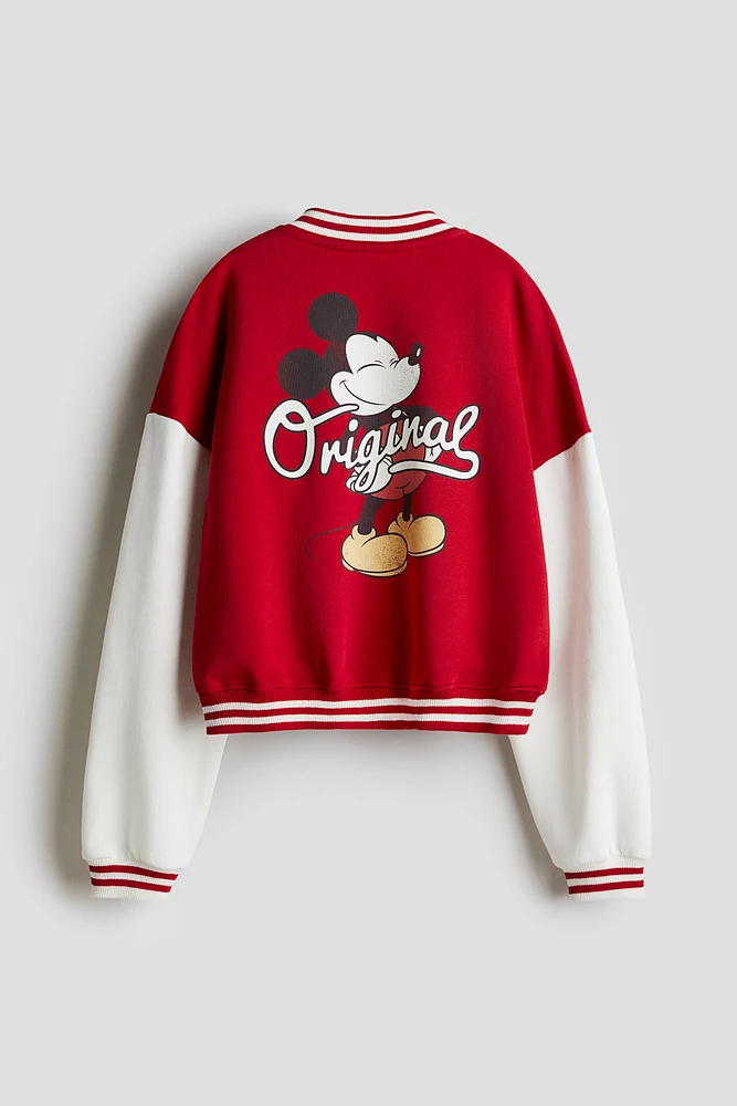 Printed Sweatshirt Baseball Jacket