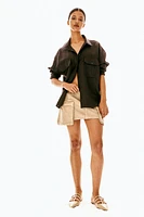 Oversized Linen-blend Cargo Shirt