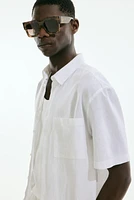 Regular-Fit Short-Sleeved Linen-Blend Shirt