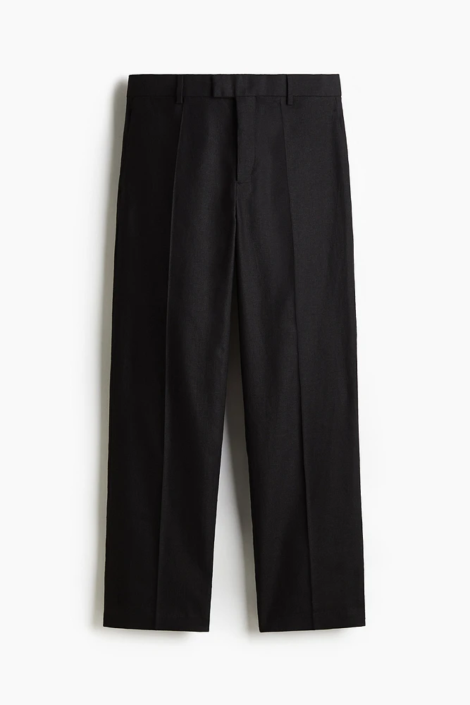 Relaxed-Fit Tailored Linen-Blend Pants