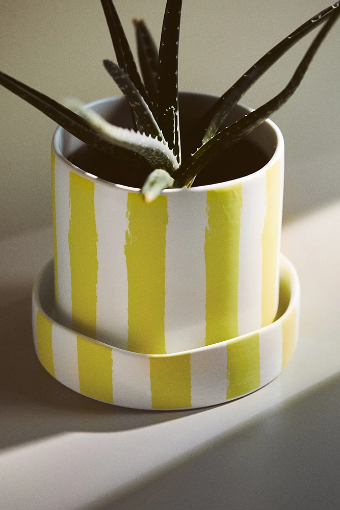Patterned Plant Pot and Saucer