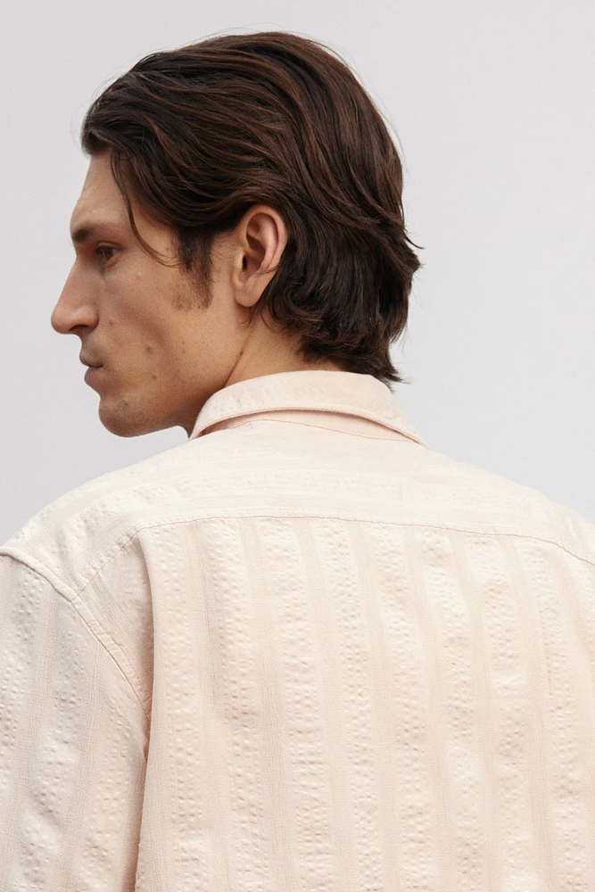 Regular-Fit Textured Short-Sleeved Shirt