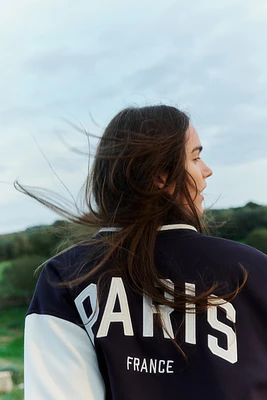 Motif-Detail Baseball Jacket