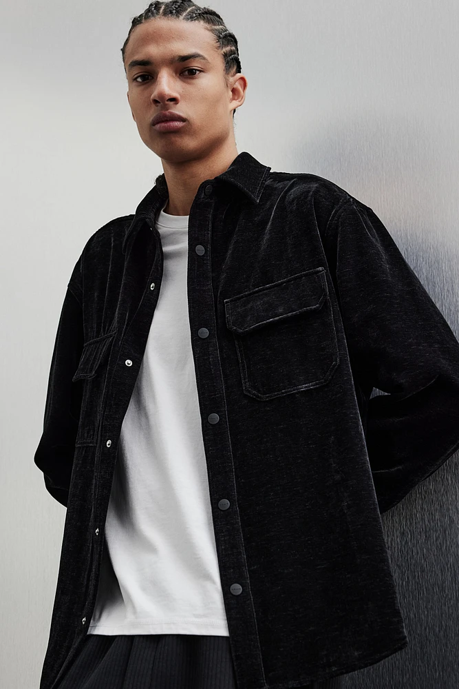 Regular Fit Velvet Overshirt