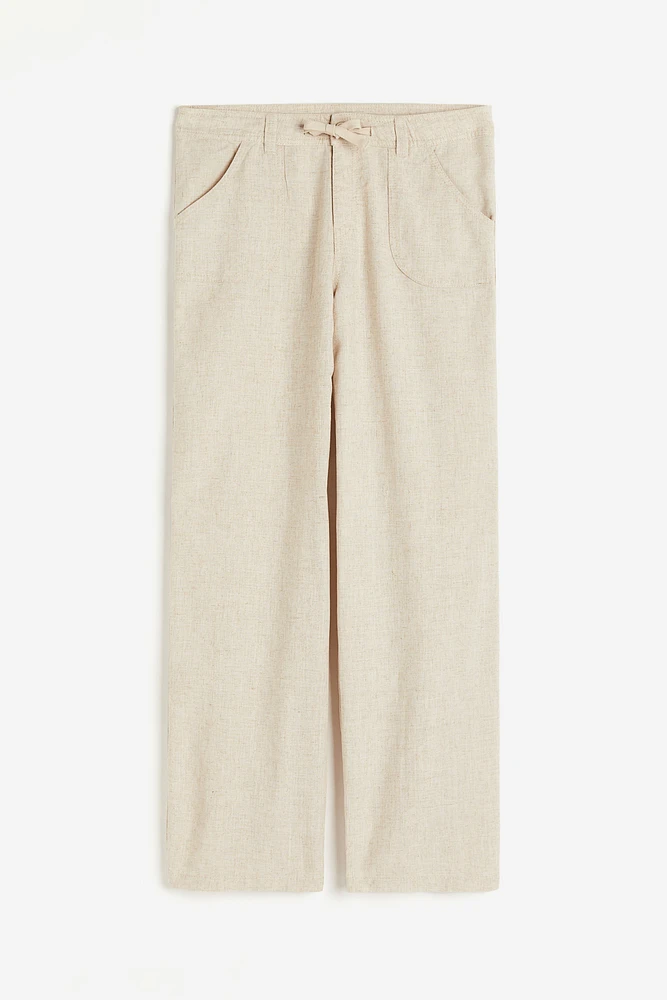 Linen-blend Straight Pants