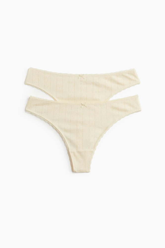 Lot de 2 culottes tanga en pointelle
