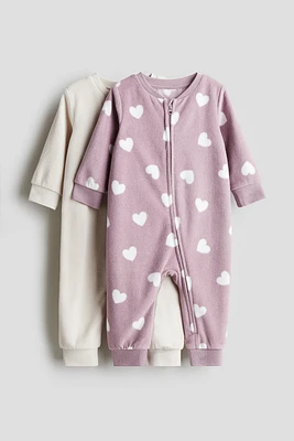Lot de 2 pyjamas à glissière en molleton