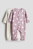 Lot de 2 pyjamas à glissière en molleton
