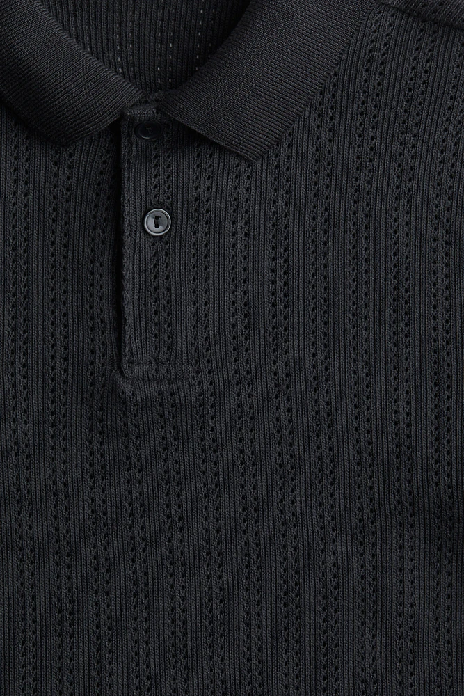 Pointelle-Knit Polo Shirt