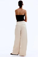 Wide-Leg Linen-Blend Pants