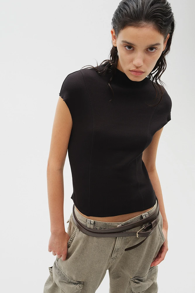 Ribbed Mock Turtleneck Top