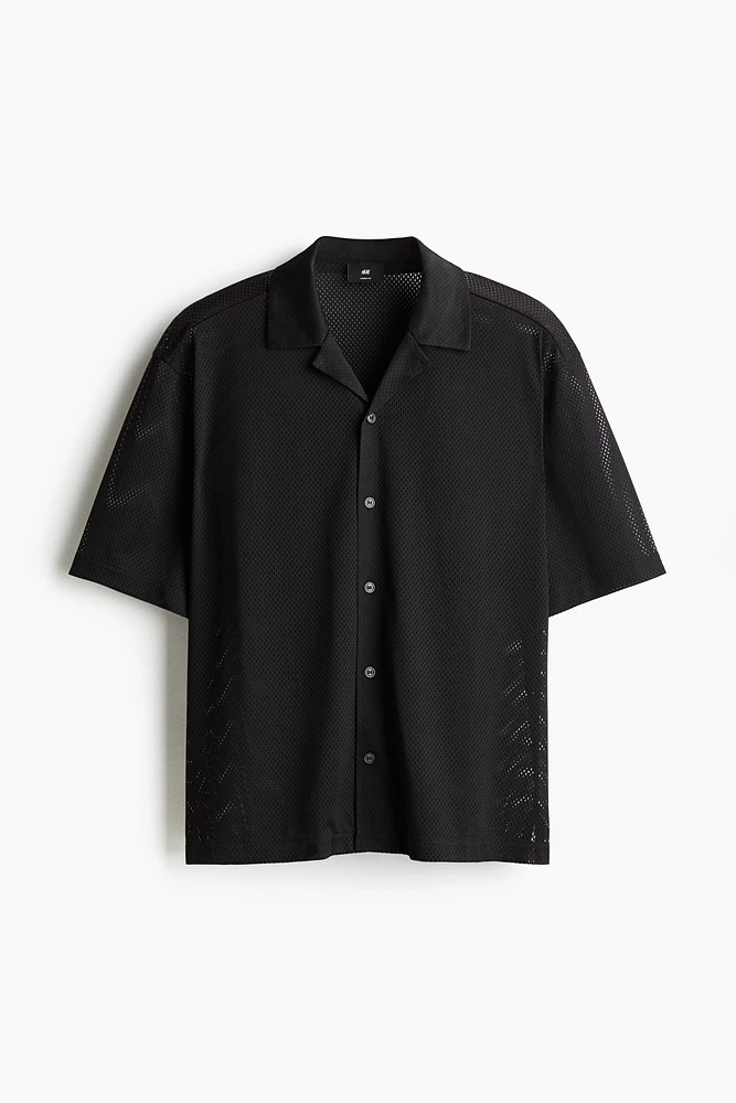 Loose-Fit Mesh Resort Shirt