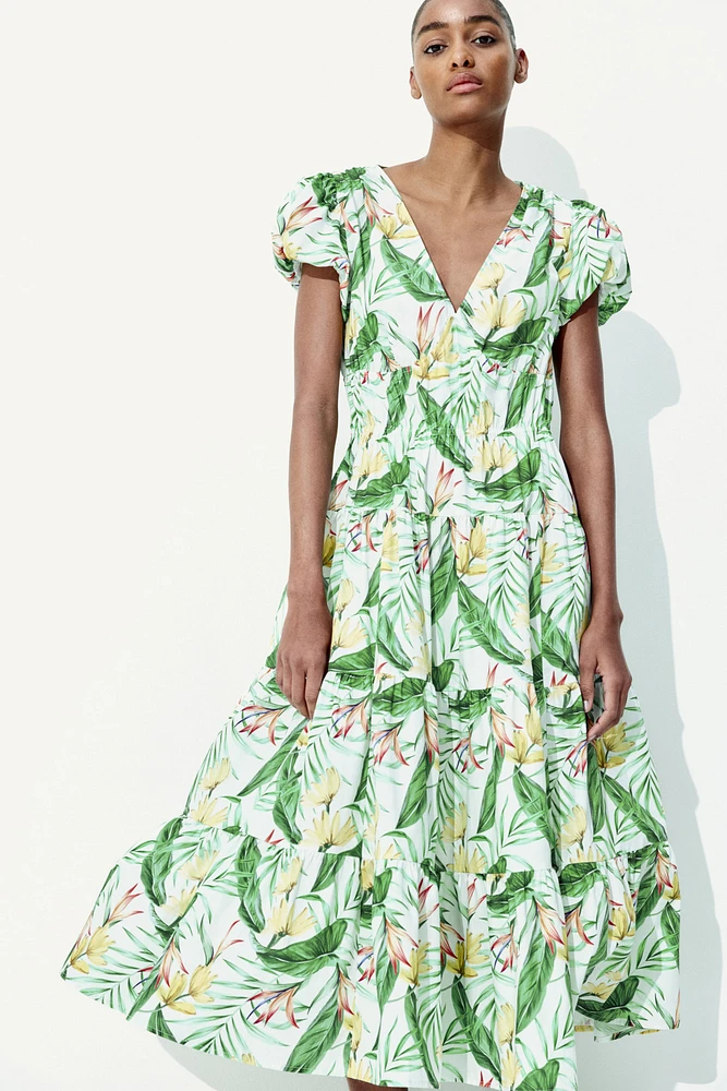 Tiered-Skirt Poplin Dress