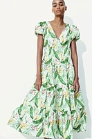 Tiered-Skirt Poplin Dress