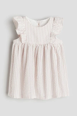 Flounce-trimmed Cotton Dress