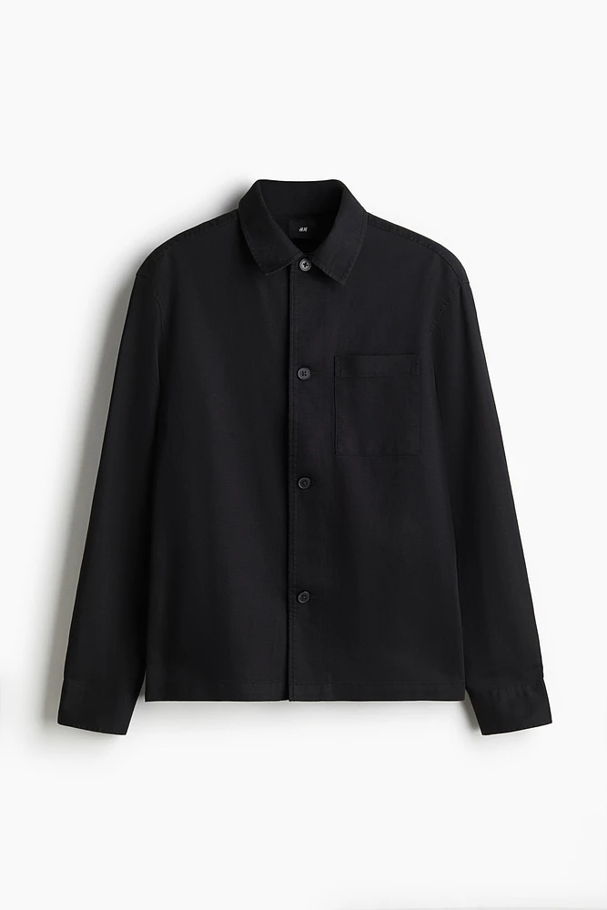 Regular-Fit Linen-Blend Overshirt