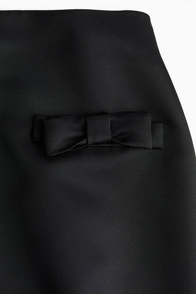 Bow-Detail Satin Mini Skirt