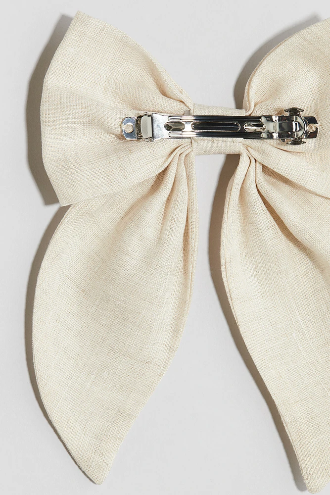 Linen bow hair clip