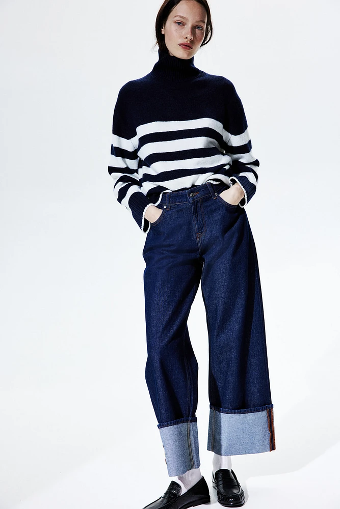 Fine-Knit Mock Turtleneck Sweater