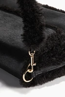 Fluffy-Trimmed Shoulder Bag