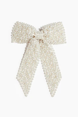 Embellished Satin Bow Hair Clip