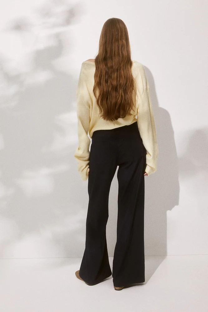 Wide-Leg Linen-Blend Pants