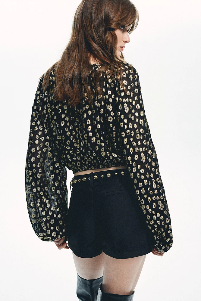 Jacquard-Weave Blouse