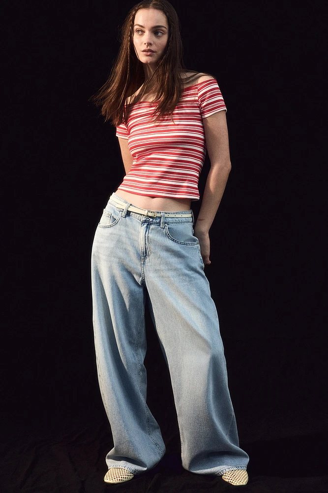 Ribbed Boat-Neck Top
