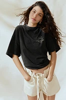 High-Rise Paper-Bag Denim Shorts