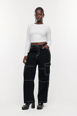 Curvy Fit Cotton Cargo Pants