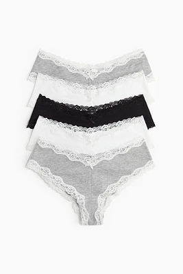 5-pack Cotton and Lace Hipster Briefs