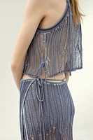 Knit Top with Tie Shoulder Straps