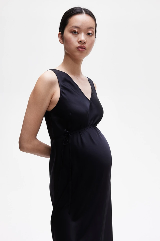 H&M MAMA Tie-belt Satin Dress | MainPlace Mall