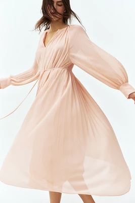 Pleated Chiffon Dress