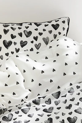 Heart-patterned Twin Duvet Cover Set