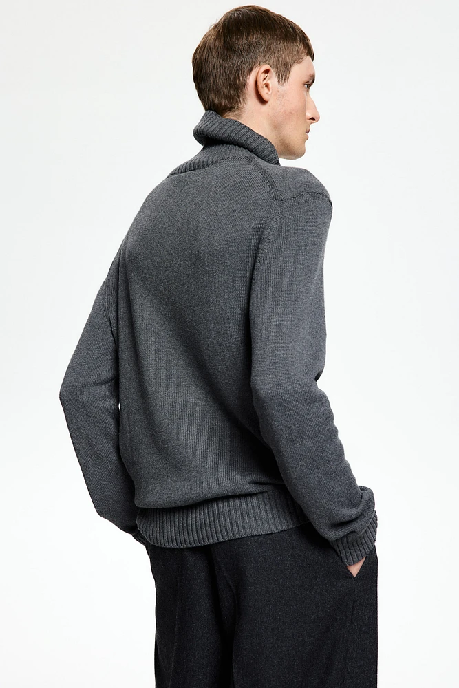 Cotton-Blend Mock-Turtleneck Sweater