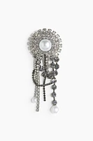 Rhinestone-Embellished Pendant Brooch