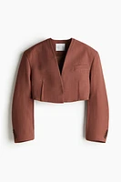Cropped Linen-Blend Blazer