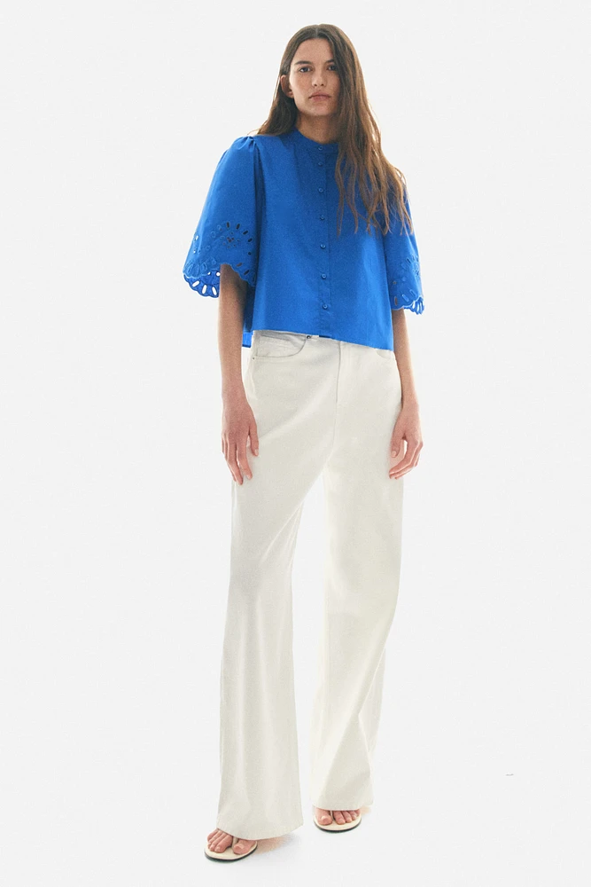 Puff-Sleeved Cotton Blouse