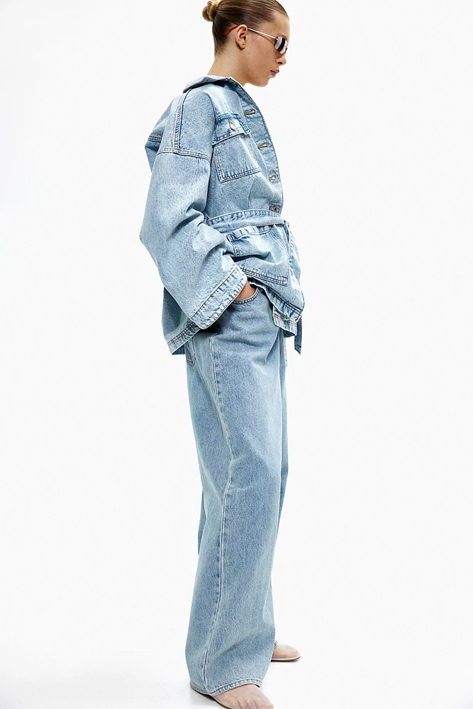 Tie-Belt Denim Jacket